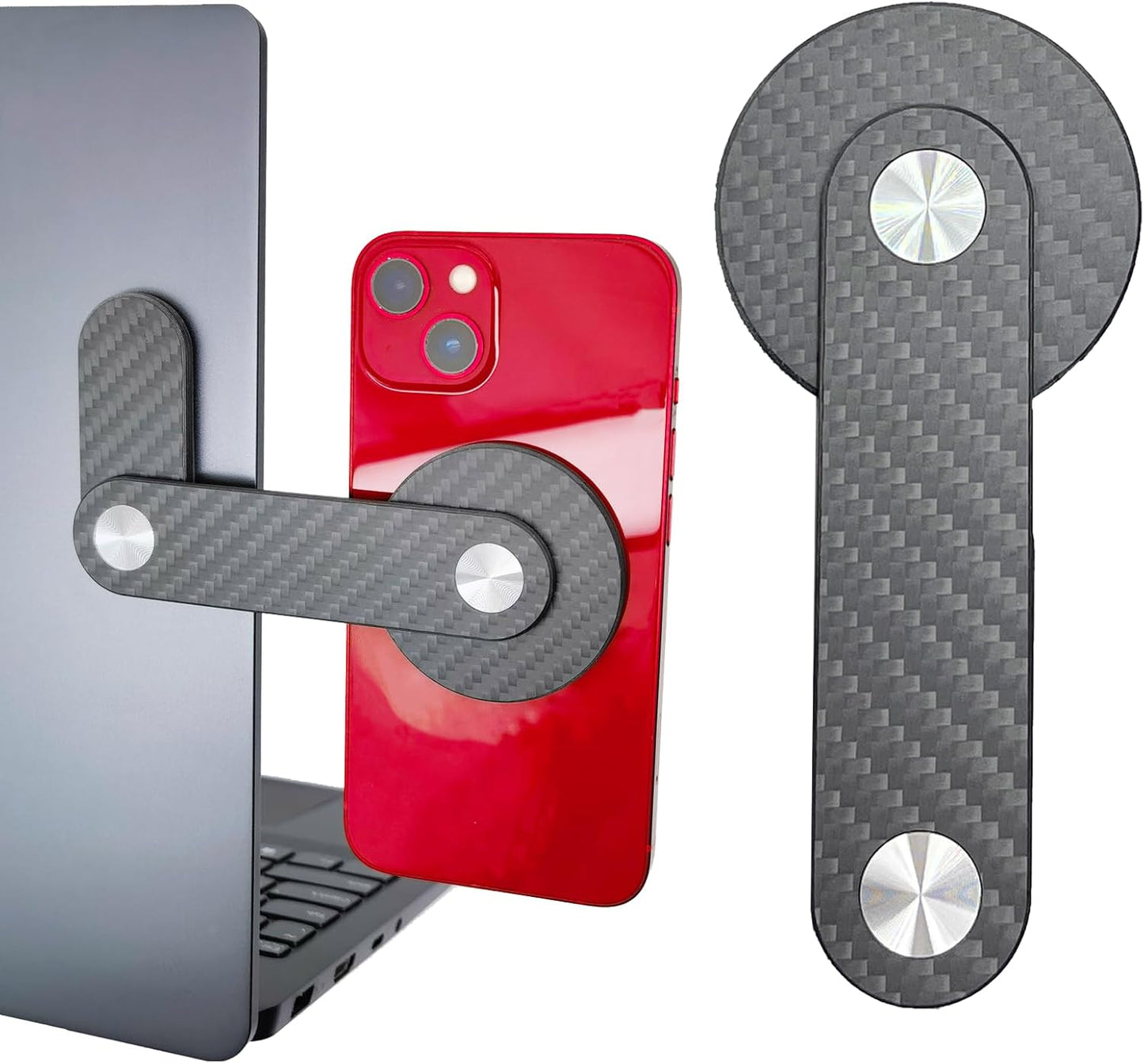 Carbon Fiber Laptop Stand - Adjustable & Magnetic Phone Holder