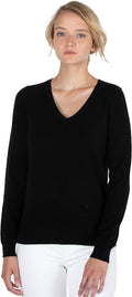 Women's 100% Pure Cashmere V Neck Pullover Sweater - Lightweight Cozy