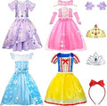 Meland Princess Dresses for Girls - 4-Color Dress Up Set with Crowns