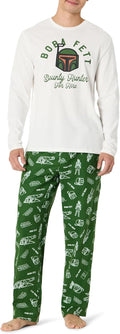 Men's Flannel Pajama Sleep Set with Graphic Tee - Relaxed Fit
