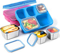 Stainless Steel Snack Containers - 2 Pack Bento Box with 5