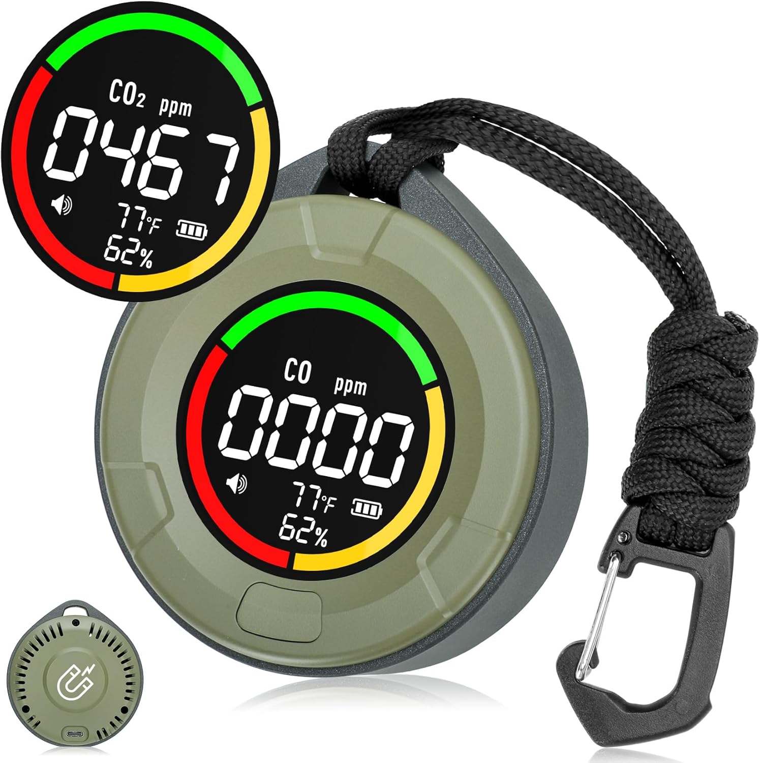 Portable 4-in-1 Carbon Monoxide and CO2 Detector for Travel