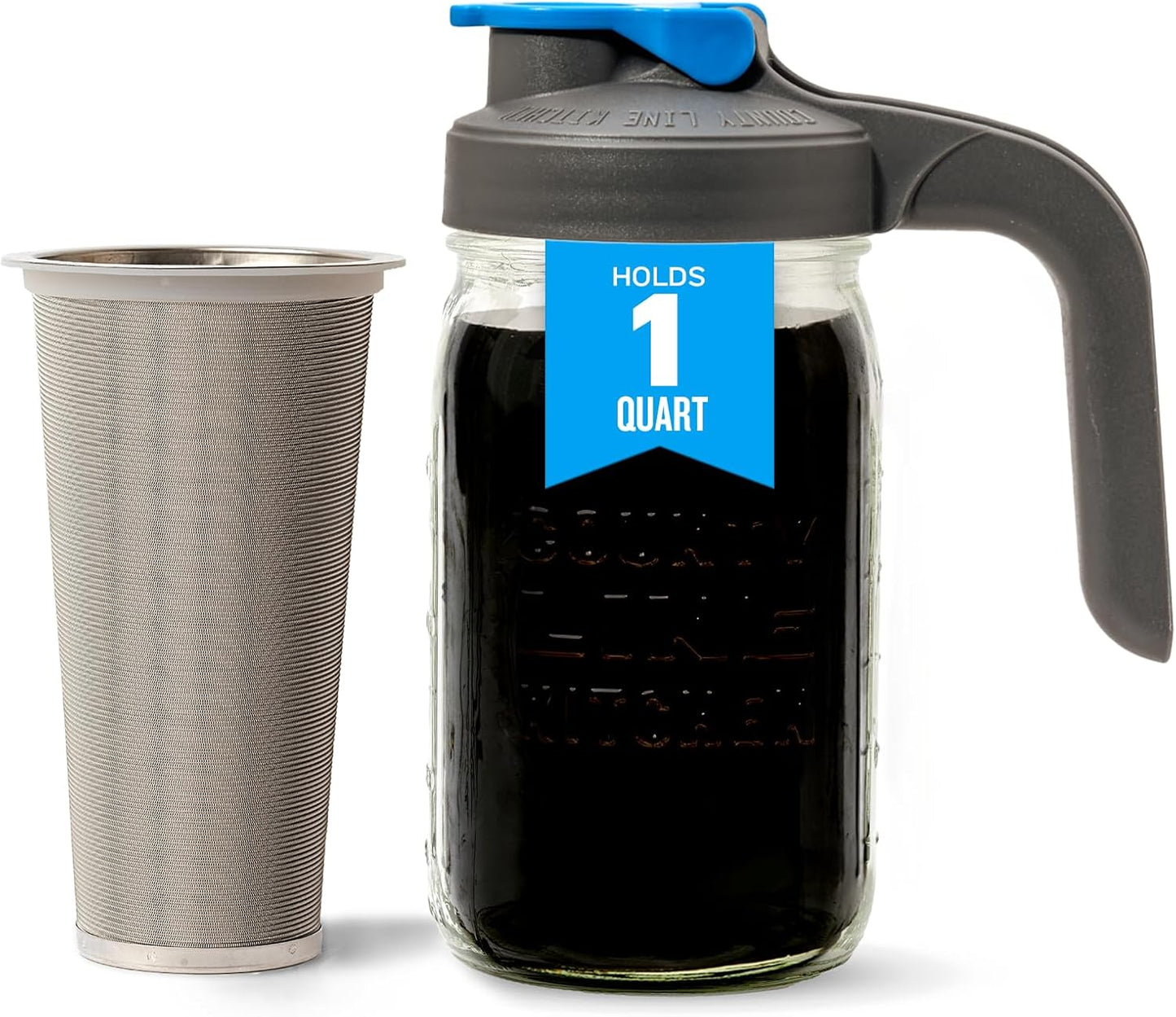 Cold Brew Coffee Maker with Lid - 1 Quart Wide Mouth Pitcher