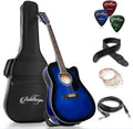 Ashthorpe Full-Size Cutaway Thinline Acoustic-Electric Guitar - Blue