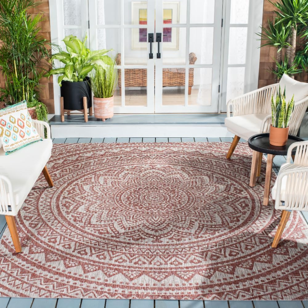 SAFAVIEH Courtyard Collection 8ft x 10ft Light Beige/Terracotta Rug