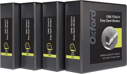 Oxford 3 Ring Binders with Easy Open D Rings for School Use