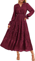 Fall Wedding Guest Maxi Dress 2025 - Elegant Long Sleeve Ruffle Women