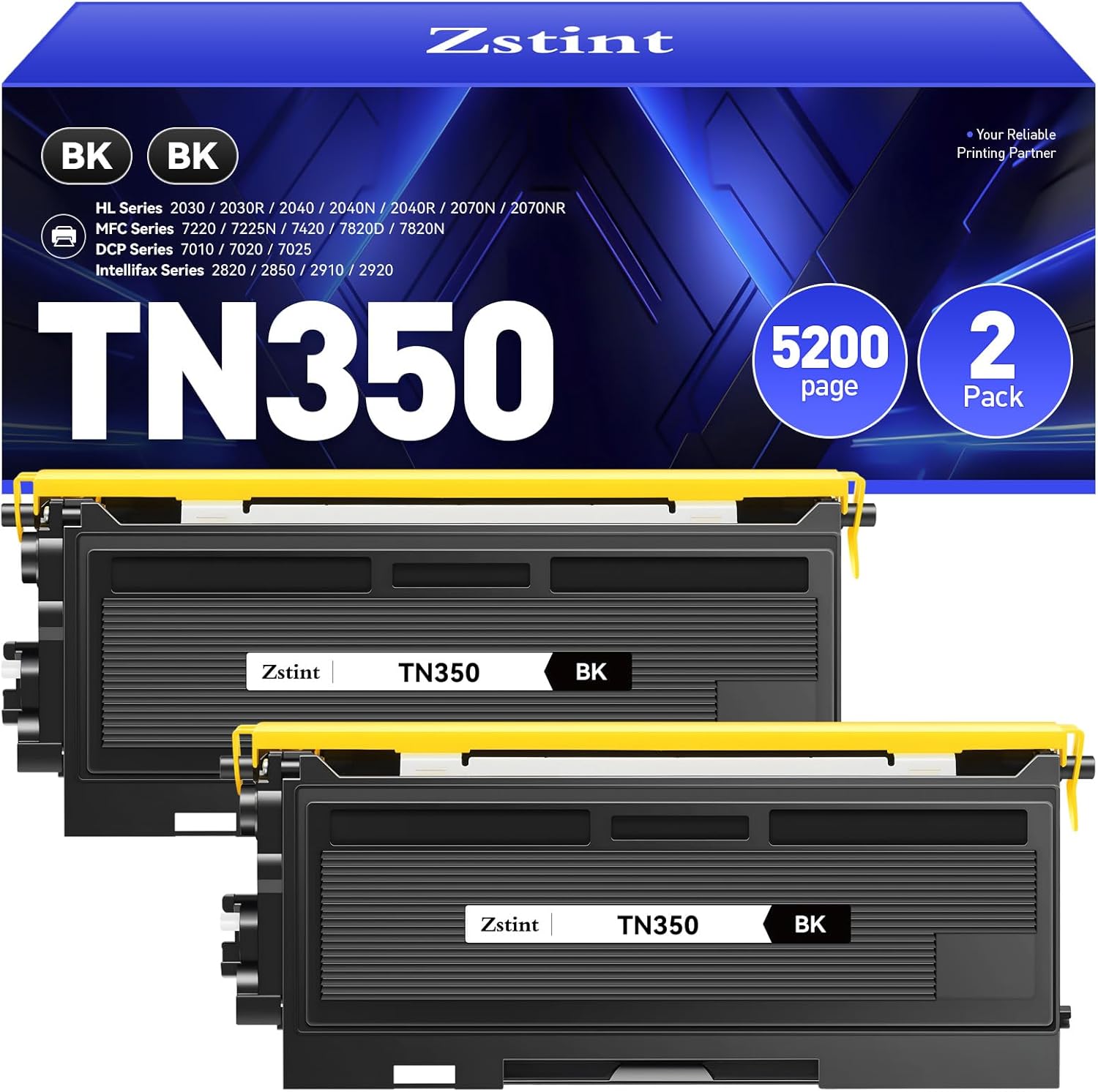 TN350 Toner Cartridge Black 2-Pack for Brother Printers