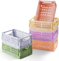 Small Pastel Plastic Storage Baskets 6-Pack - Space-Saving Mini Crates