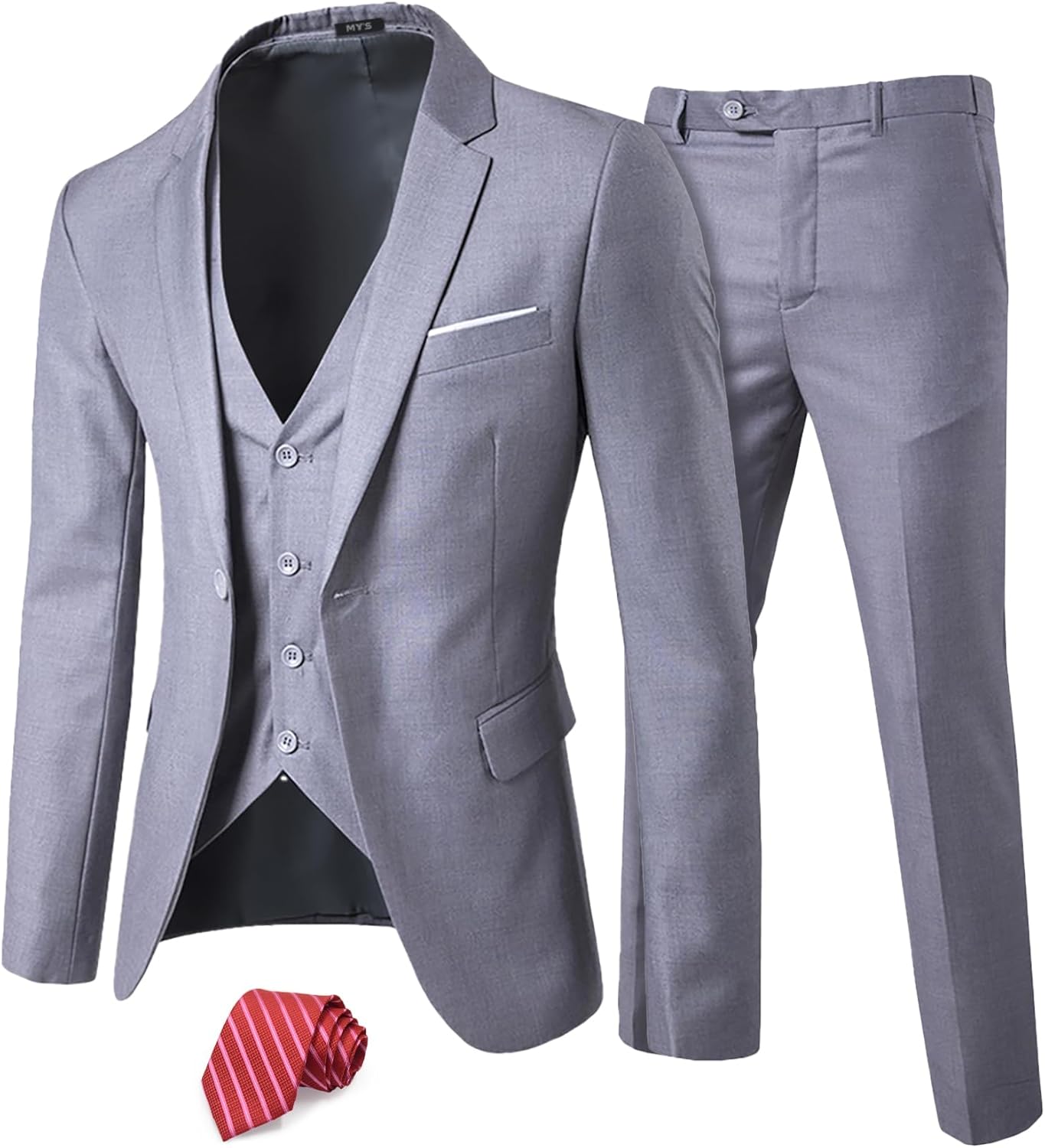 MY'S Men's 3 Piece Suit Set for Weddings, Parties, and Business