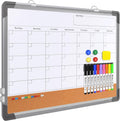 Monthly Calendar Whiteboard Dry Erase Cork Board Combo - Wall Planner