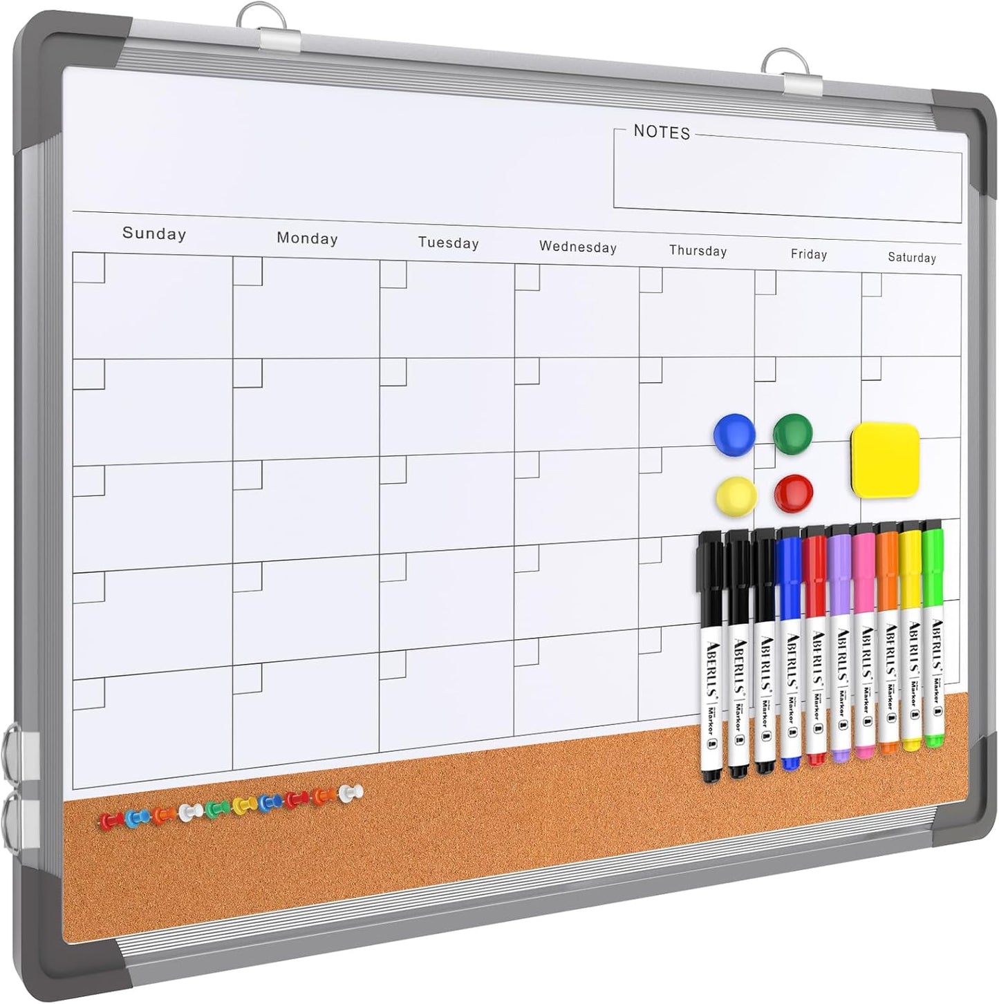 Monthly Calendar Whiteboard Dry Erase Cork Board Combo 24x18
