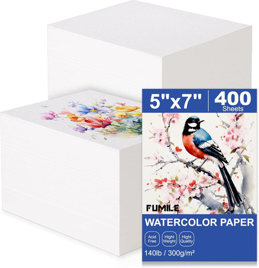 400 Sheets 5x7 Inch Watercolor Paper for Artists and Kids