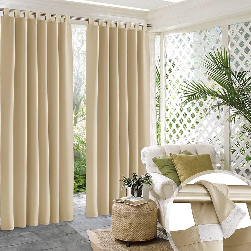 RYB HOME Gazebo Curtains Waterproof Blackout Privacy Drapes