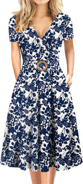 Women's Elegant Criss-Cross V Neck Fit and Flare Tea (Style BPJW)