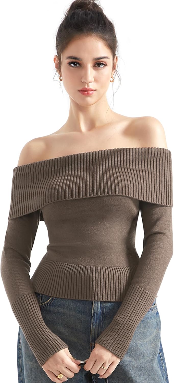 SUUKSESS Women Off Shoulder Sweaters for Trendy Fall Style