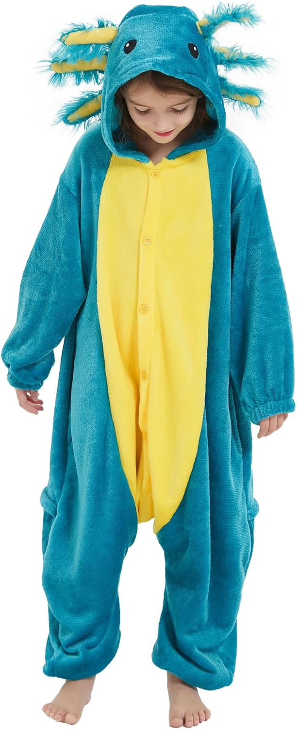 DELEY Axolotl Onesie Costume for Kids Halloween and Christmas