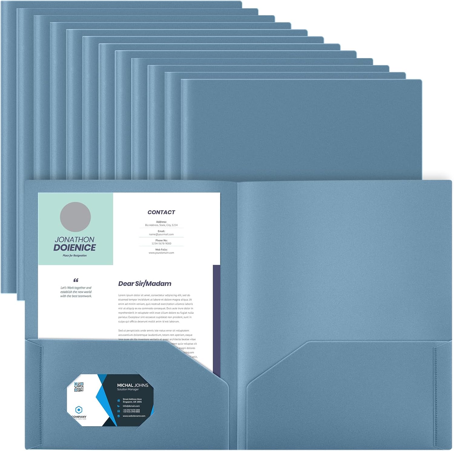 Gueevin 100 Pcs Two Pocket Folders for Home Office Use