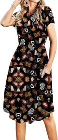 Womens Summer Pocket Knee Length Teacher Casual Dress - Comfortable
