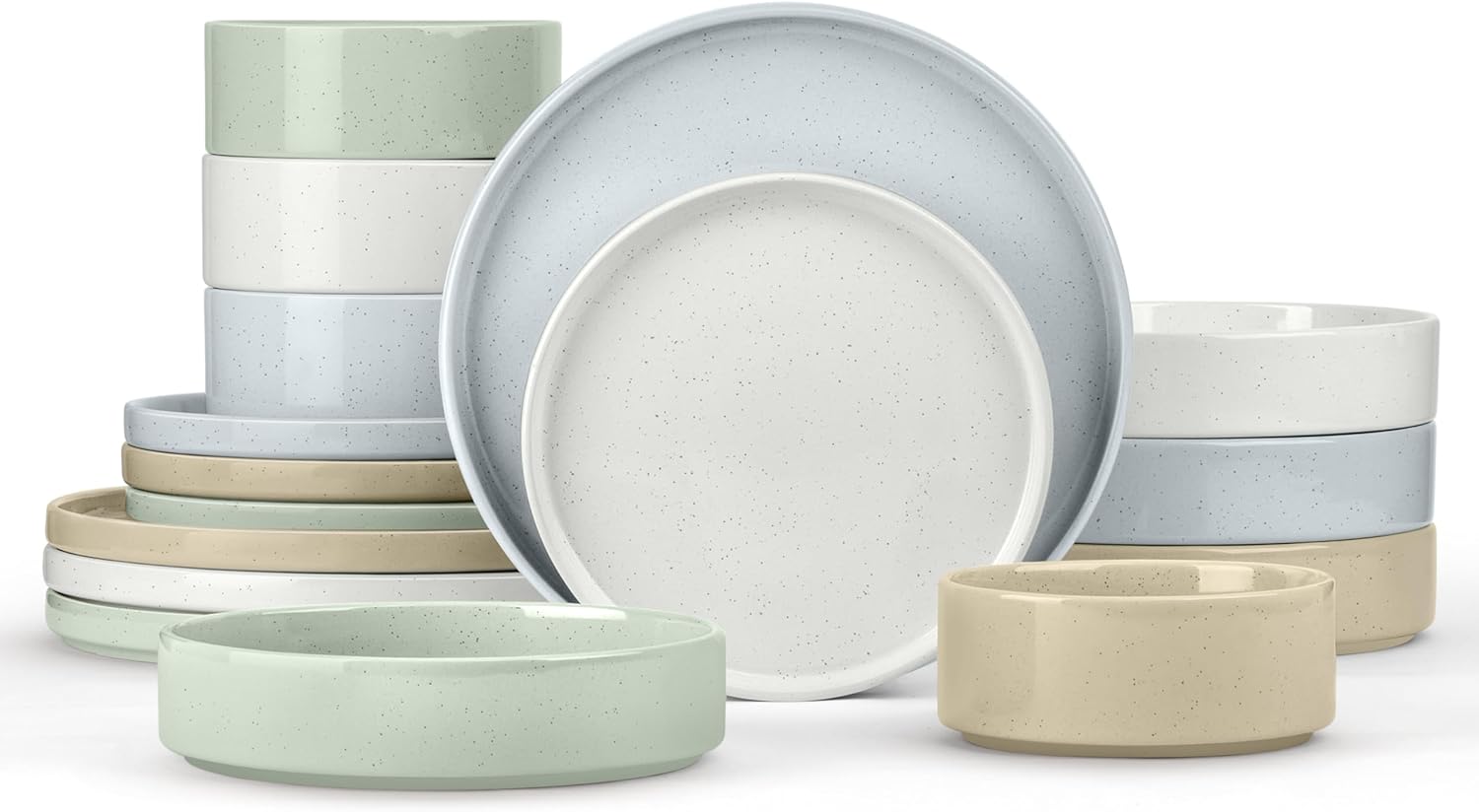 Herogo Dinnerware Dishes Sets with Pasta Bowls for 4 People