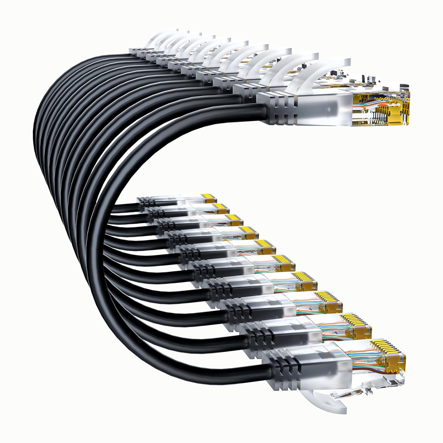 10-Pack 1ft Slim Cat6a 10G Ethernet Cables