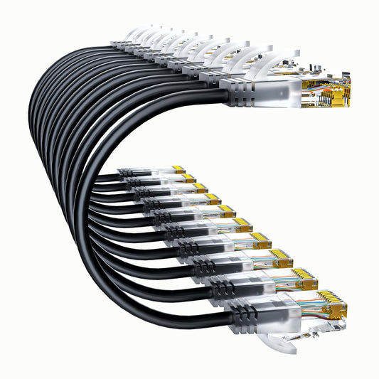 10-Pack 1ft Slim Cat6a 10G Ethernet Cables