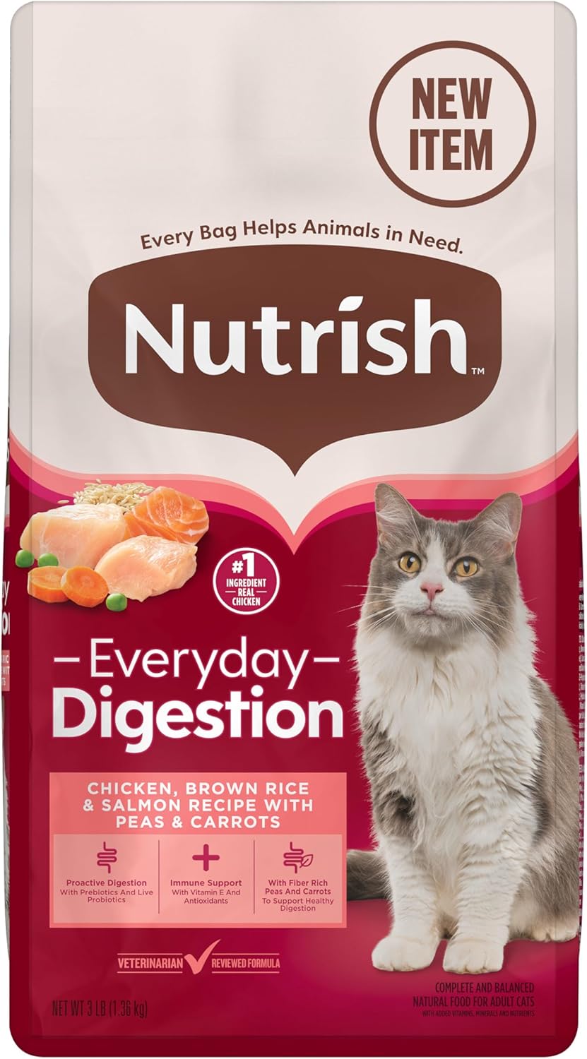 Nutrish Everyday Digestion Dry Cat Food for Healthy Cats