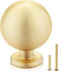 Solid Brass Round Cabinet Knobs 1.2 in - Brushed Gold