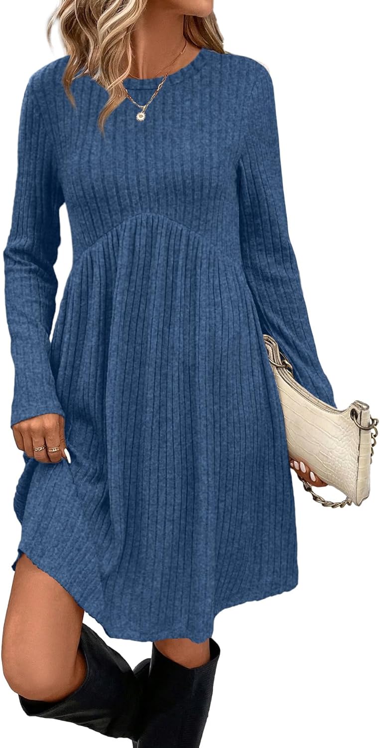 OFEEFAN Long Sleeve Dress with Pockets for Women - Stylish Tunic