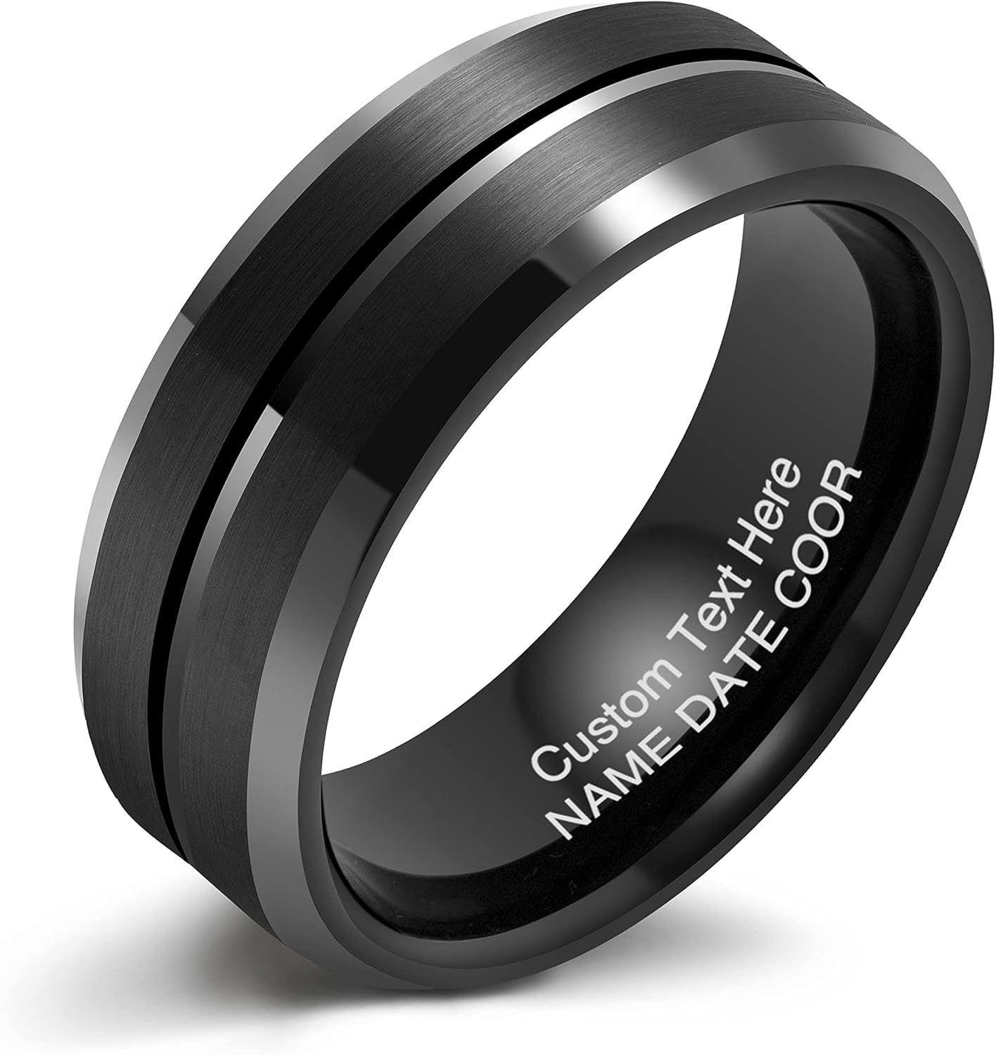 Customizable Tungsten Wedding Band for Men with Engraving