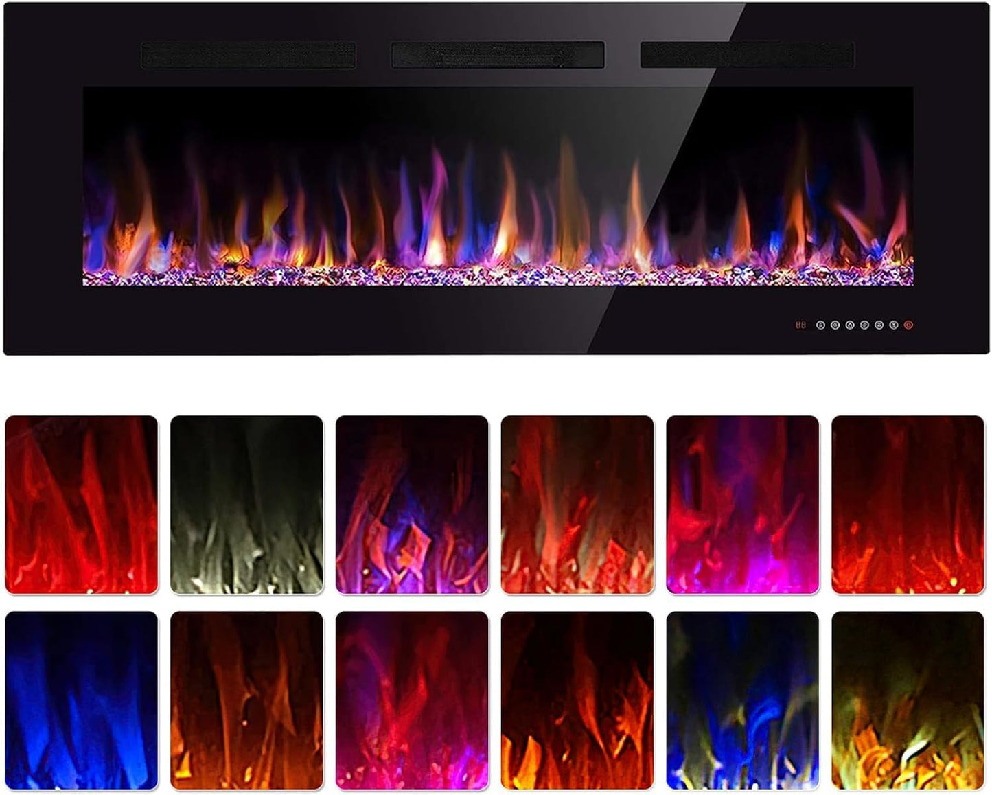 Xbeauty 60in Electric Fireplace with Multicolor Flames and Timer