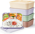 Silicone Bento Box Set of 4 for Lunch, Travel, and Storage