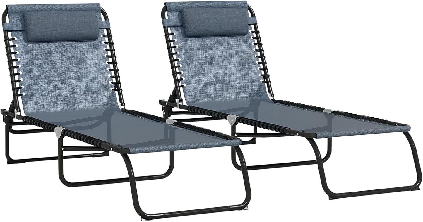 Outsunny Folding Chaise Lounge Chair Set of 2 for Outdoor Relaxation