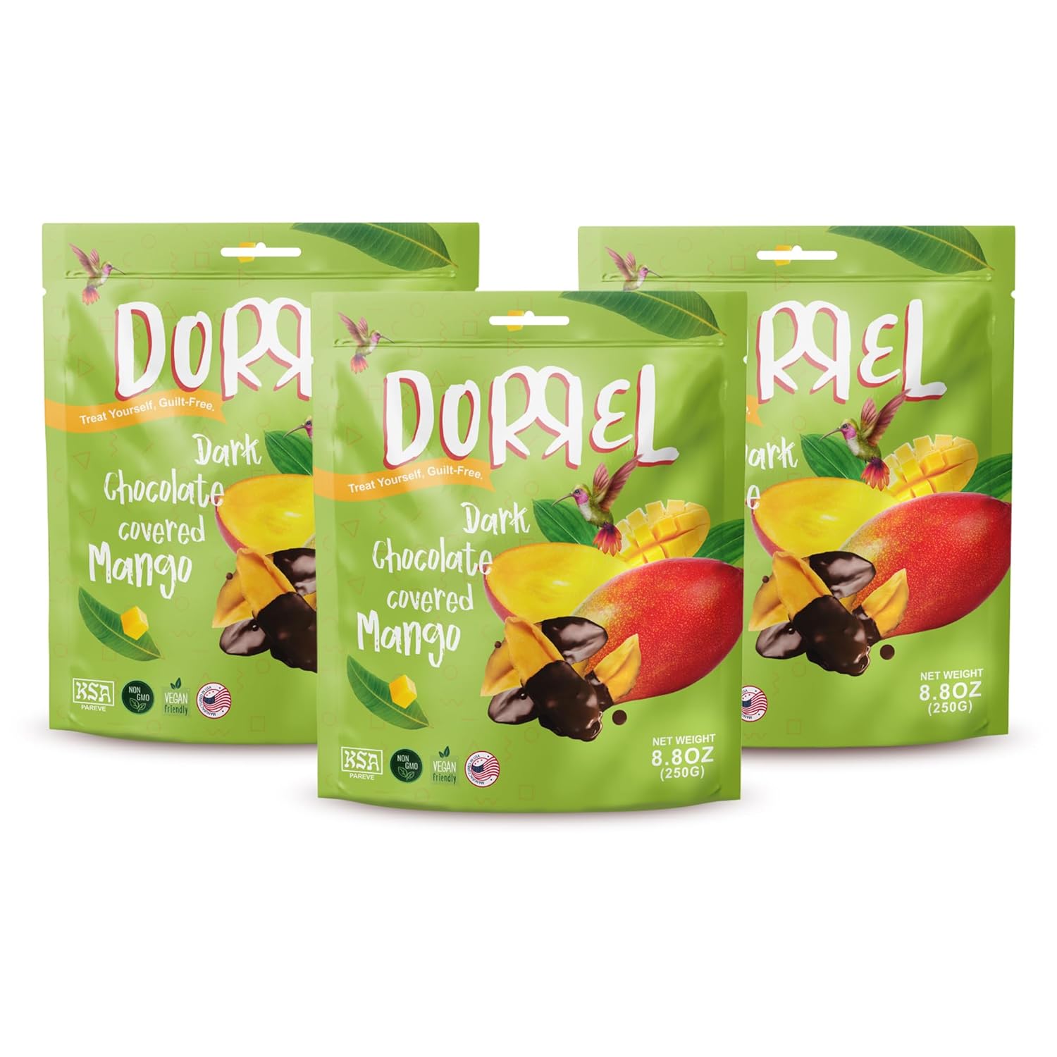 DORREL Belgian Dark Chocolate Covered Mango Slices - Vegan Snack