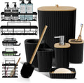 Clara Clark Black Bathroom Accessories Set - 6PC Organized Style