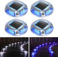 Solar Driveway Lights Outdoor 4 Pack - Dual Color Solar Deck Markers