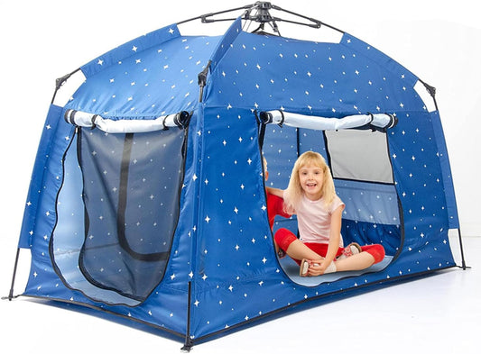 Portable Kids Play Tent with Starry Night Light Design