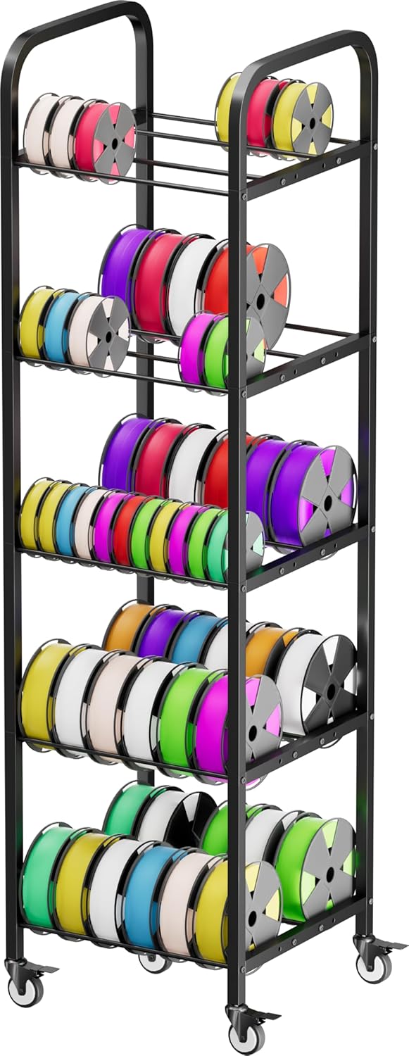 5-Tier 3D Printer Filament Storage Rack with Wheels for Spools