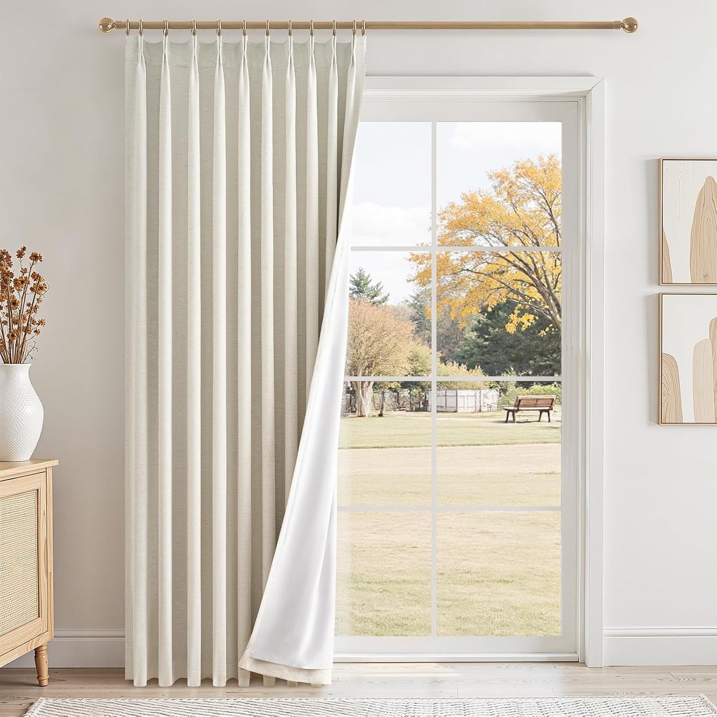 Natural Pinch Pleated Full Blackout Curtains for Luxury Living