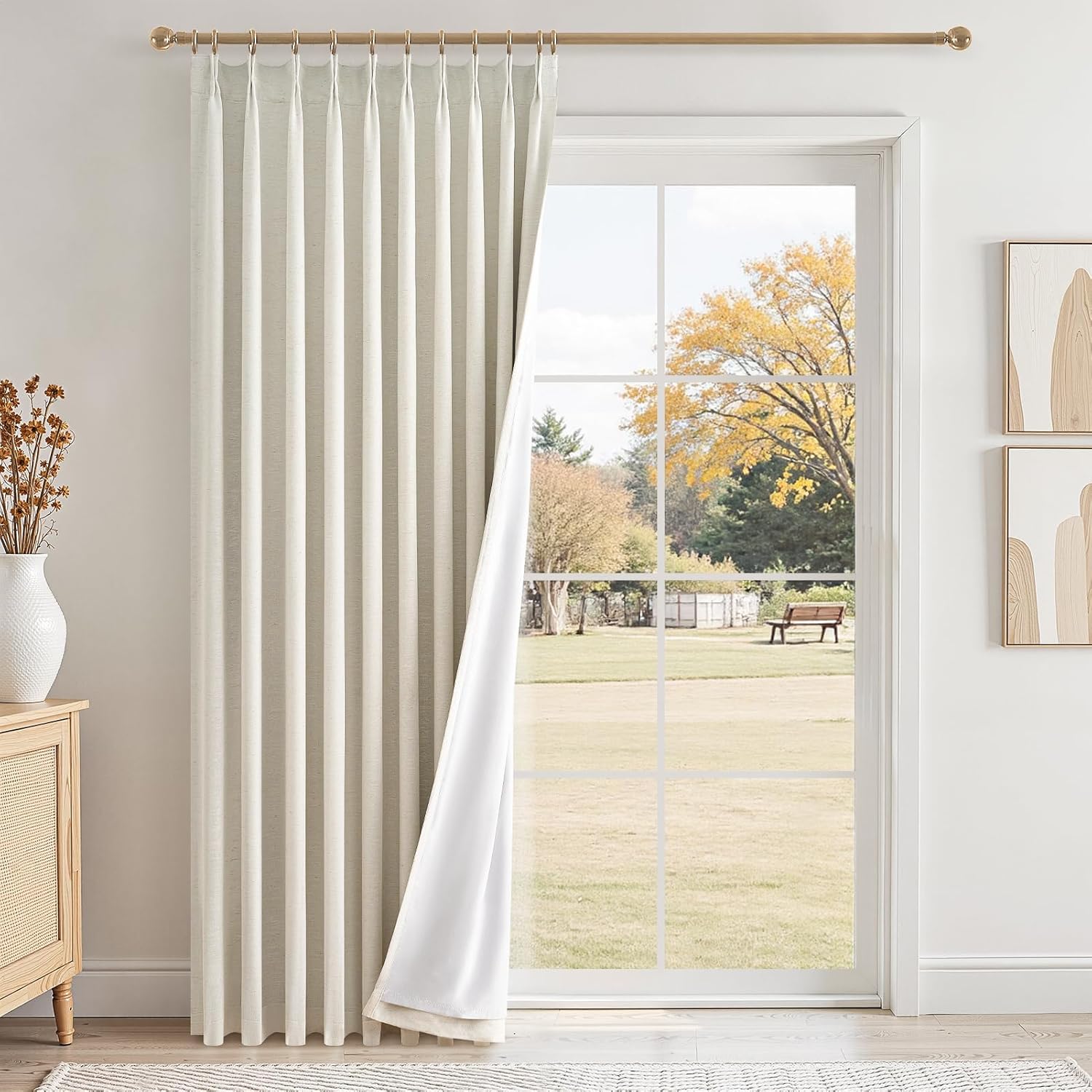 Natural Pinch Pleated Full Blackout Curtains for Luxury Living