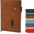 Personalized Notebook A5 Lined Leather Bound Journal - Custom Gold