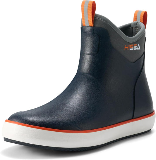 HISEA Men's Deck Boots Waterproof Fishing Rain Boots for Comfort