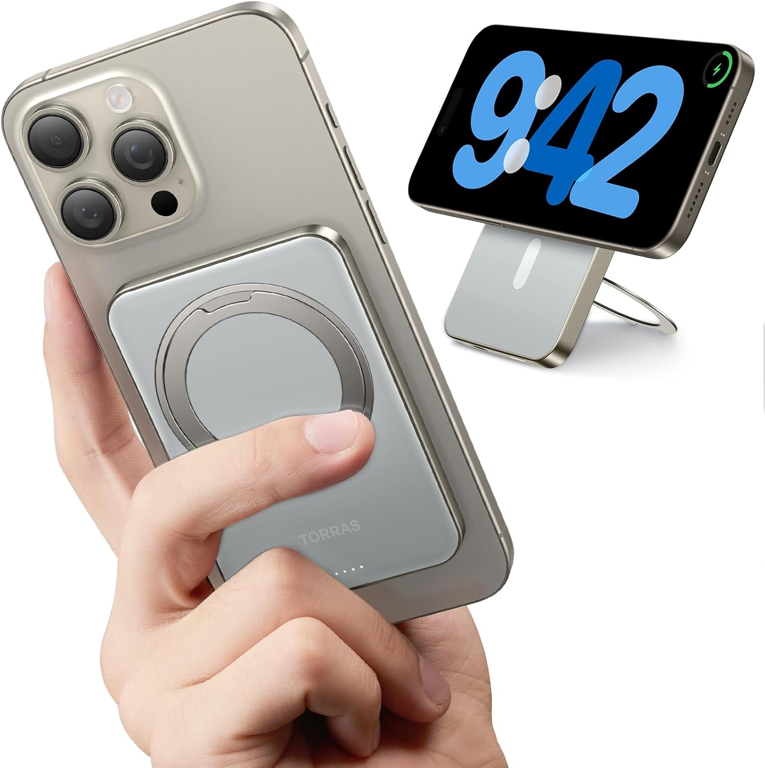 TORRAS 5,000mAh Magnetic Portable Charger with Stand for iPhone
