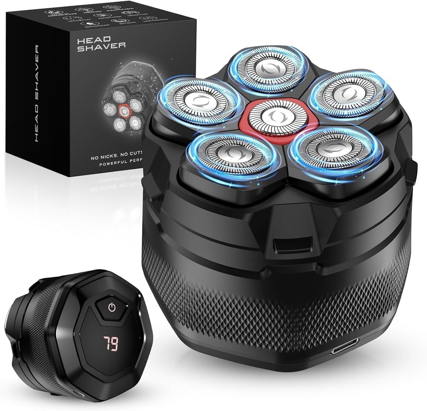 High-Speed 6D Magnetic Razor for Bald Men with LED Display