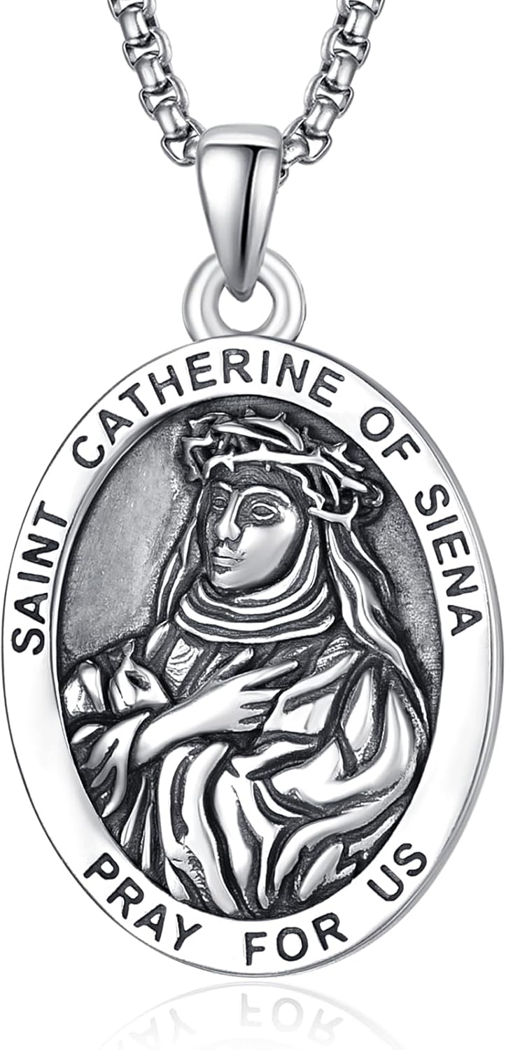 925 Sterling Silver Patron Saint Medals Amulet Necklace for Men