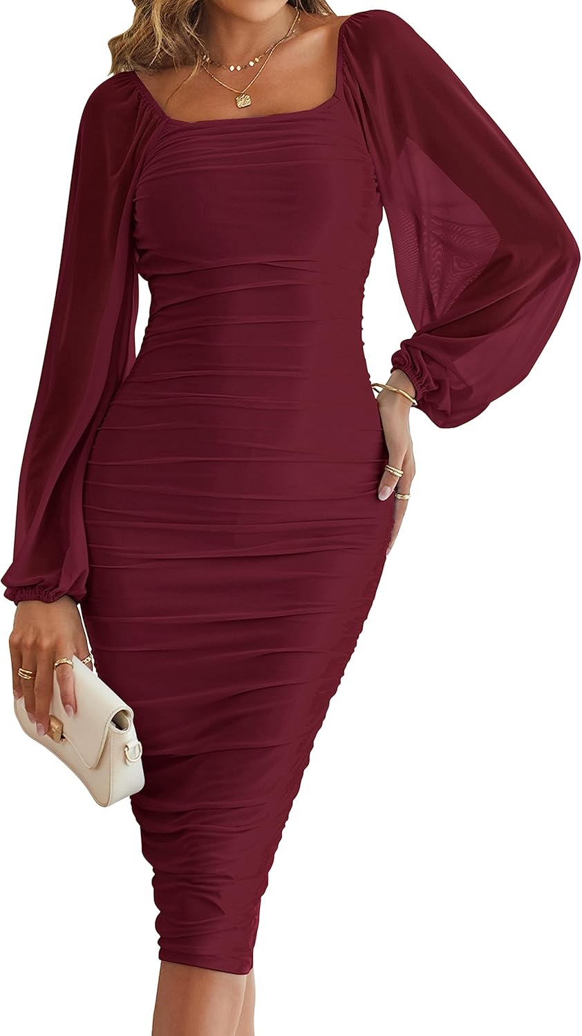 Stylish Long Sleeve Wedding Guest Dress for Fall and Winter