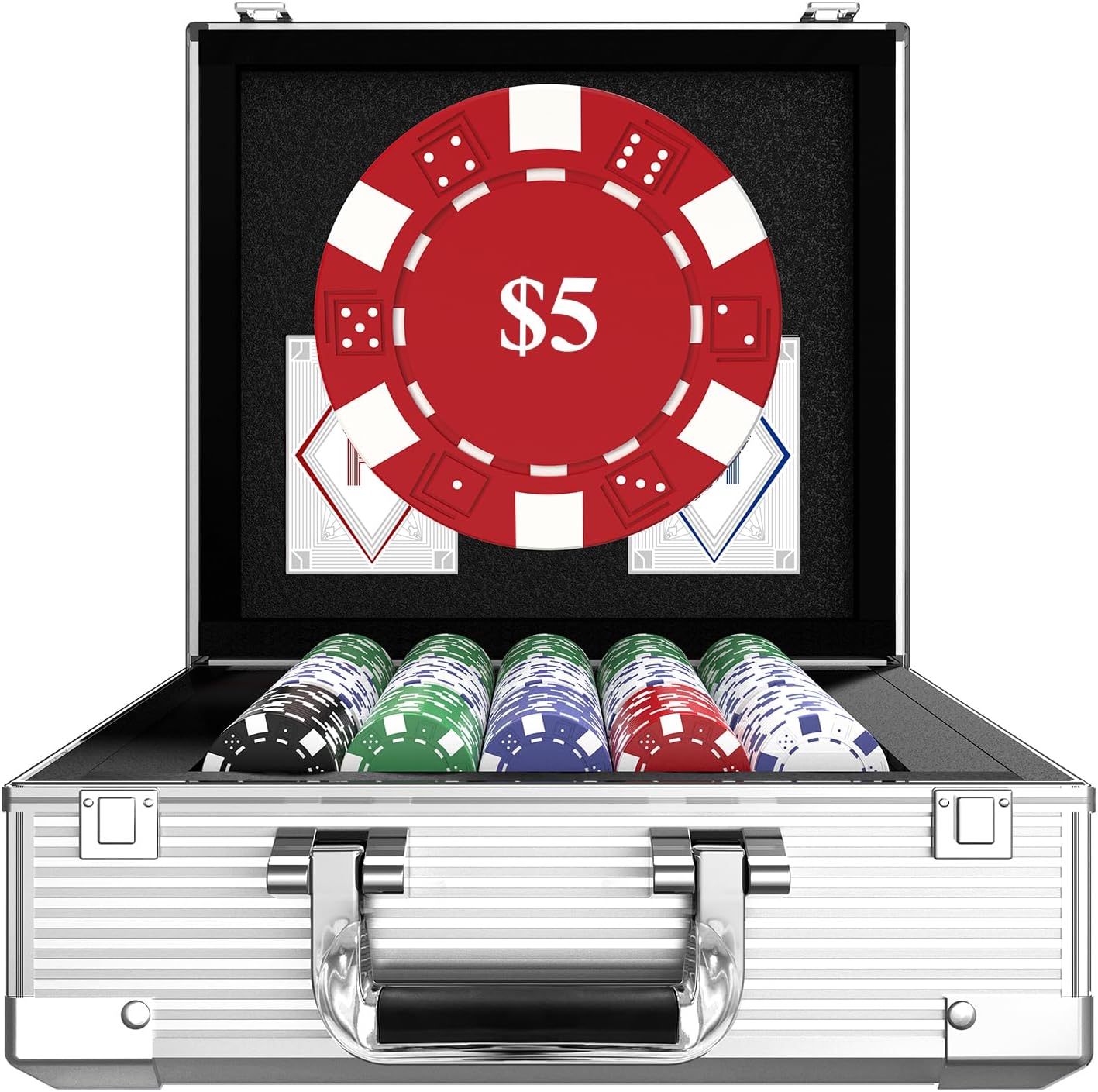 Poker Chips with Denominations in 600-pcs Casino Set