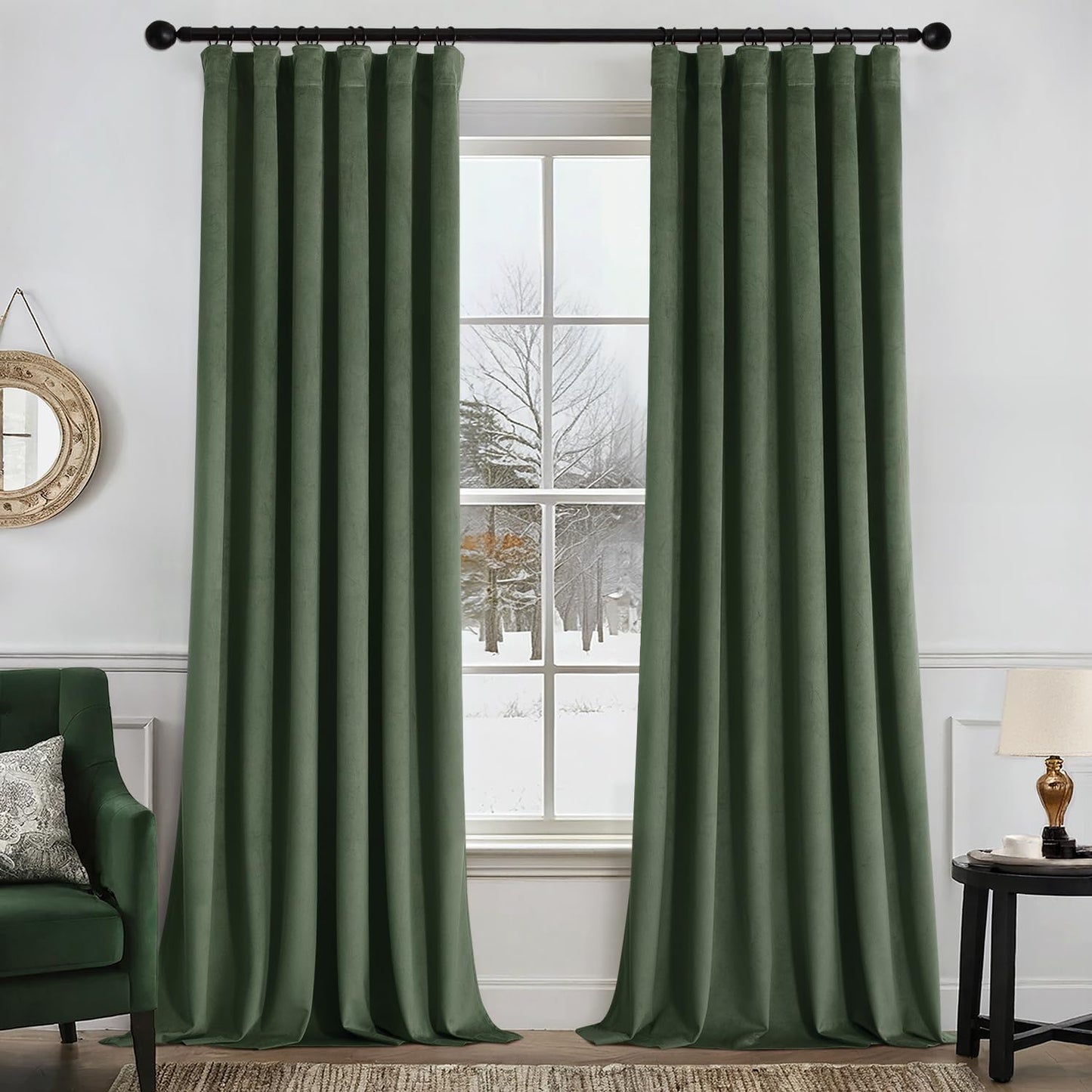 MIULEE Velvet Curtains 108 Inch Length for Elegant Living Room