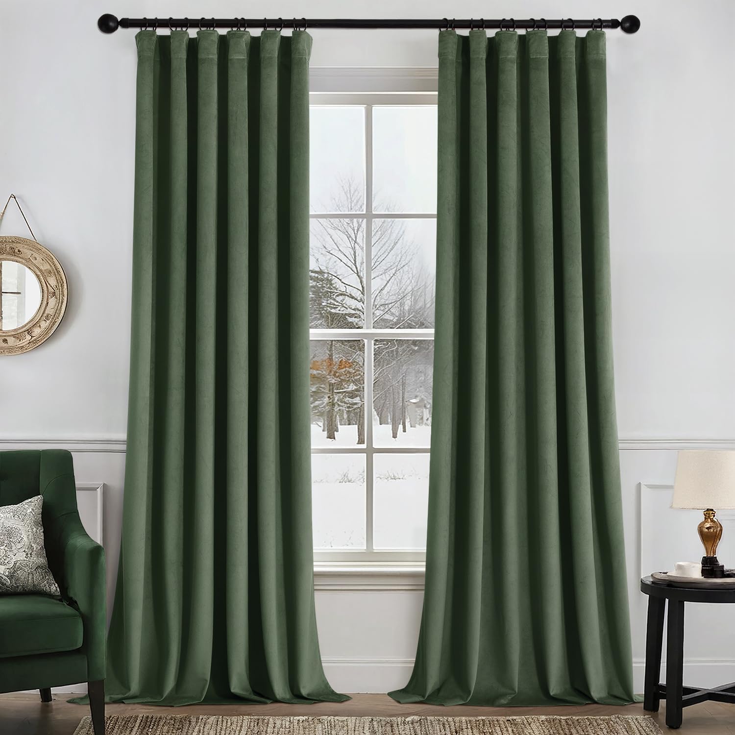 MIULEE Velvet Curtains 108 Inch Length for Elegant Living Room