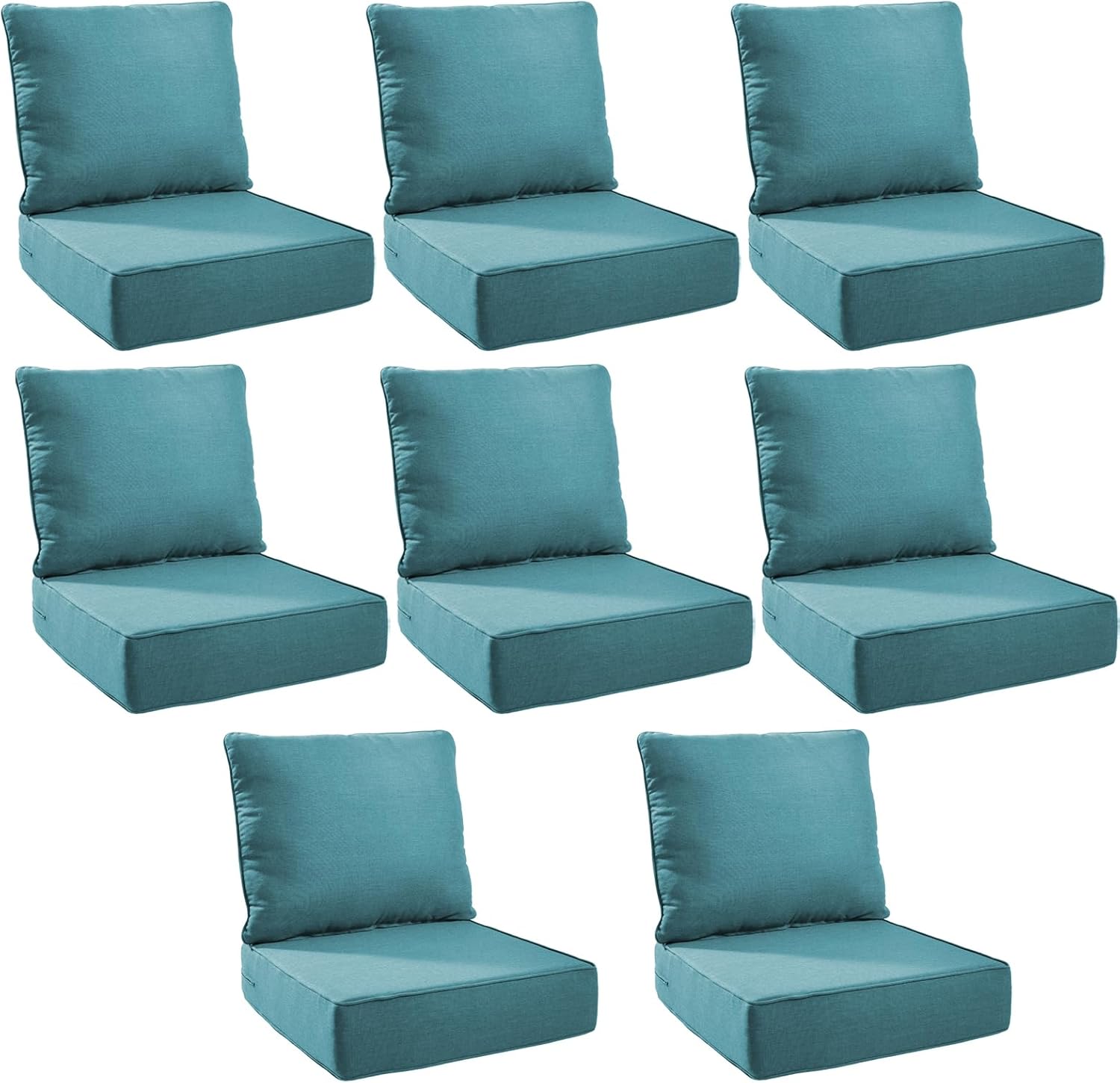 Outdoor Cushion Set for Patio Furniture - 8-Pack in Peacock Green